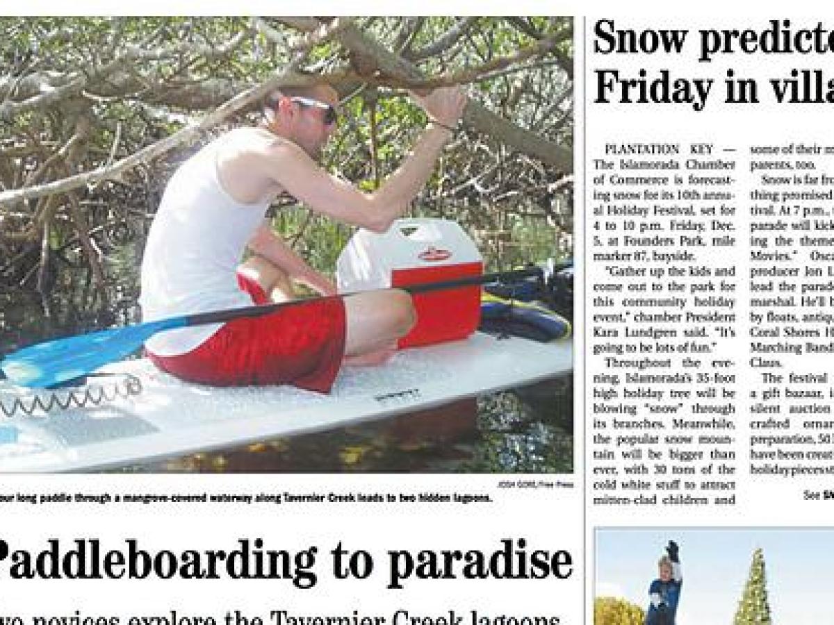paddleboarding article in a newspaper