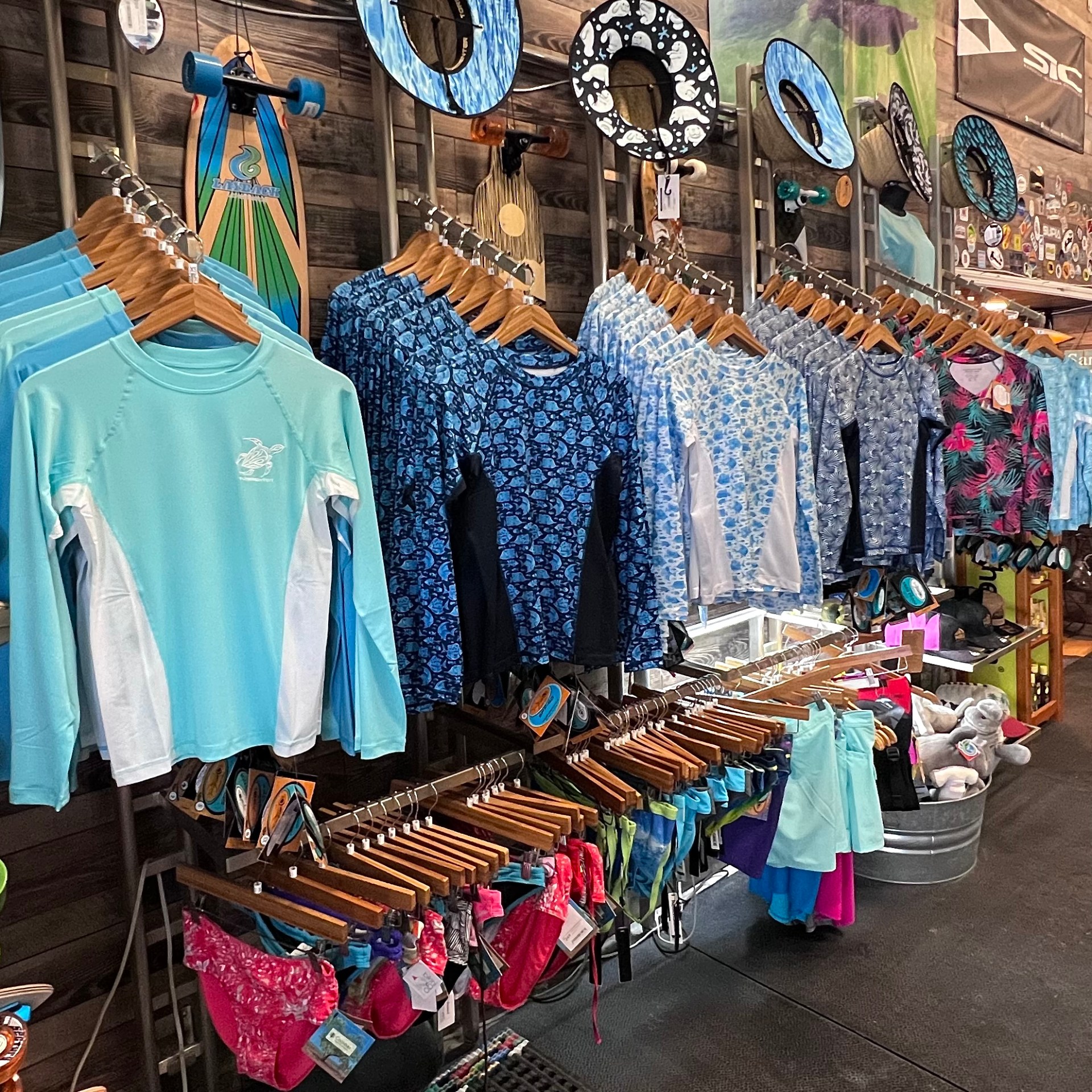 SPF sunshirts, swimwear,